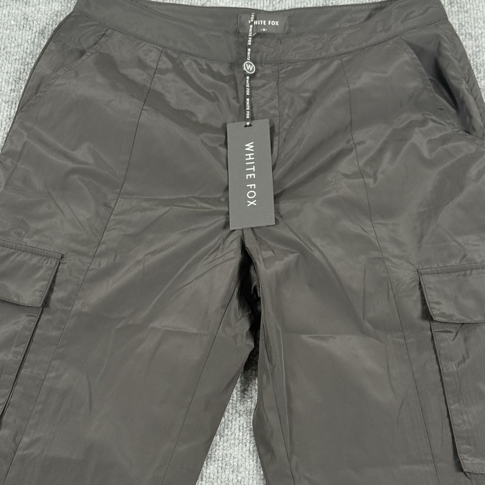 White Fox Pants Womens Medium Black Sound The Alarm Cargo‎ Pockets Polyester New
